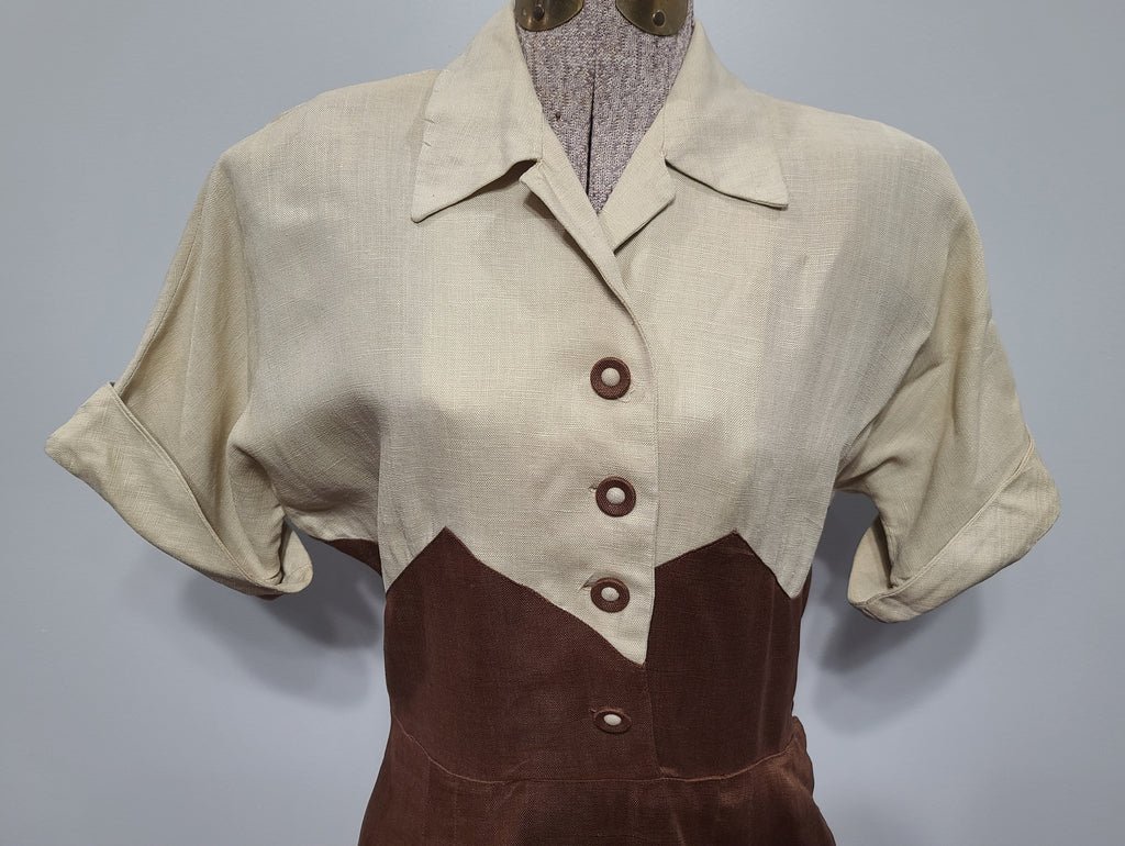 Brown and Tan Linen Dress(B-36' W-26.5' H-37') — image 5