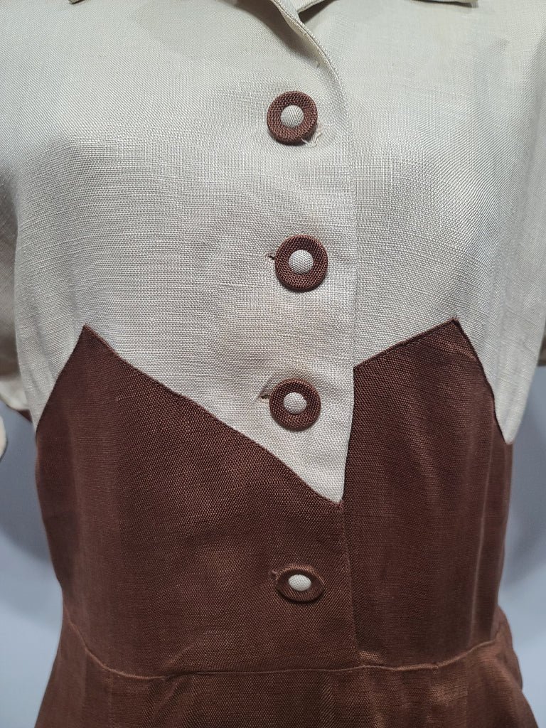 Brown and Tan Linen Dress(B-36' W-26.5' H-37') — image 8