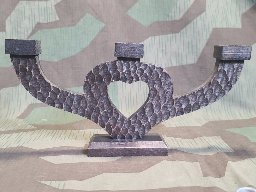 German Hand Carved Heart Shaped 3 Candle Holder — image 12