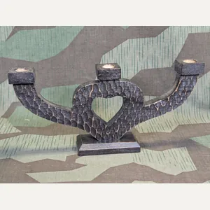 German Hand Carved Heart Shaped 3 Candle Holder