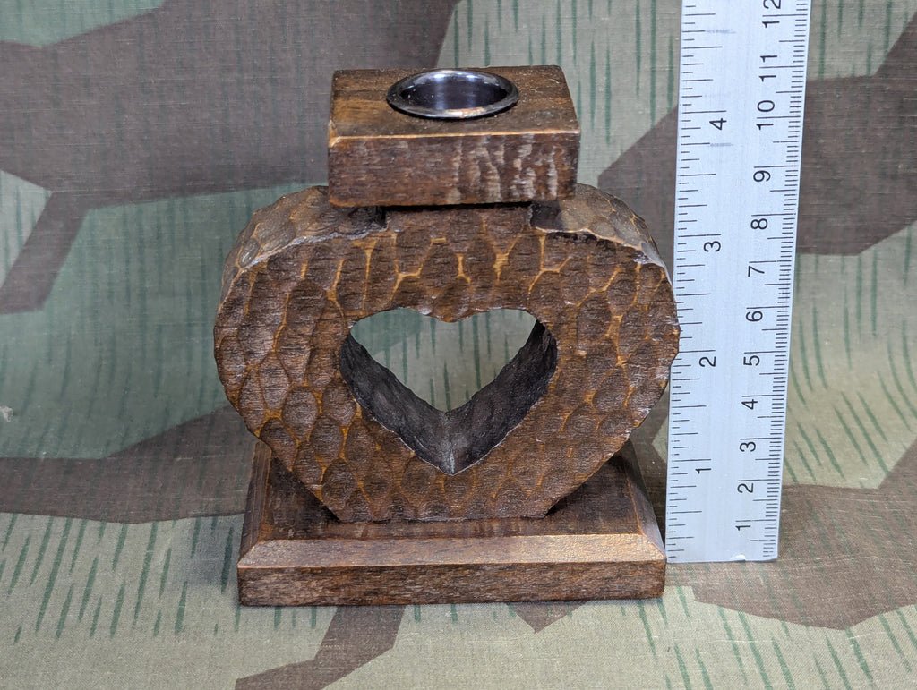 German Hand Carved Small Heart Shaped Single Candle Holder — image 2