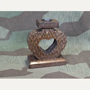 German Hand Carved Small Heart Shaped Single Candle Holder