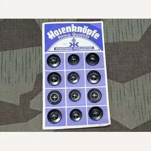 Original Card of 12 Trouser Buttons Hosenknopfe 17mm & 15mm