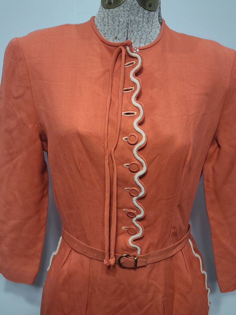 Coral Colored Dress with Scalloped Trim(B-36' W-26' H-36') — image 14