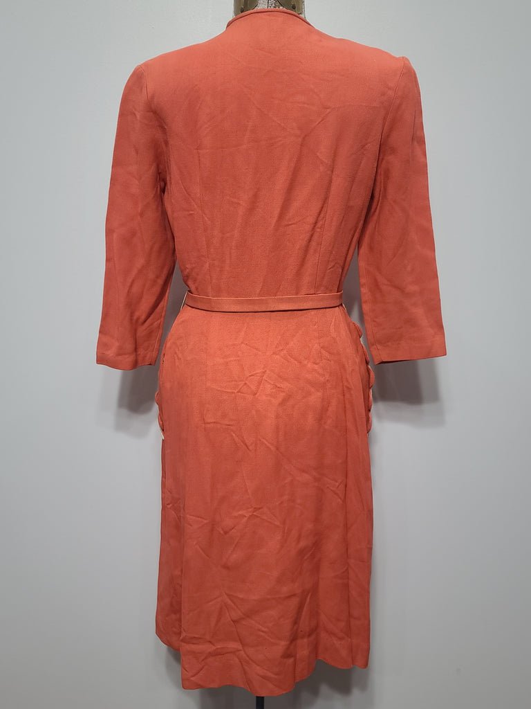 Coral Colored Dress with Scalloped Trim(B-36' W-26' H-36') — image 3