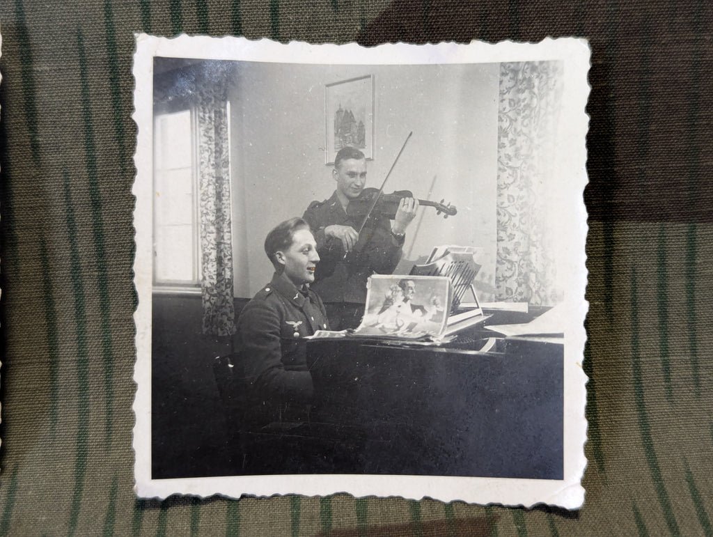 4 Photos of Luftwaffe Soldiers Playing Piano and Violin — image 2