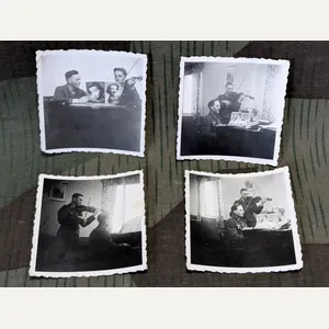 4 Photos of Luftwaffe Soldiers Playing Piano and Violin