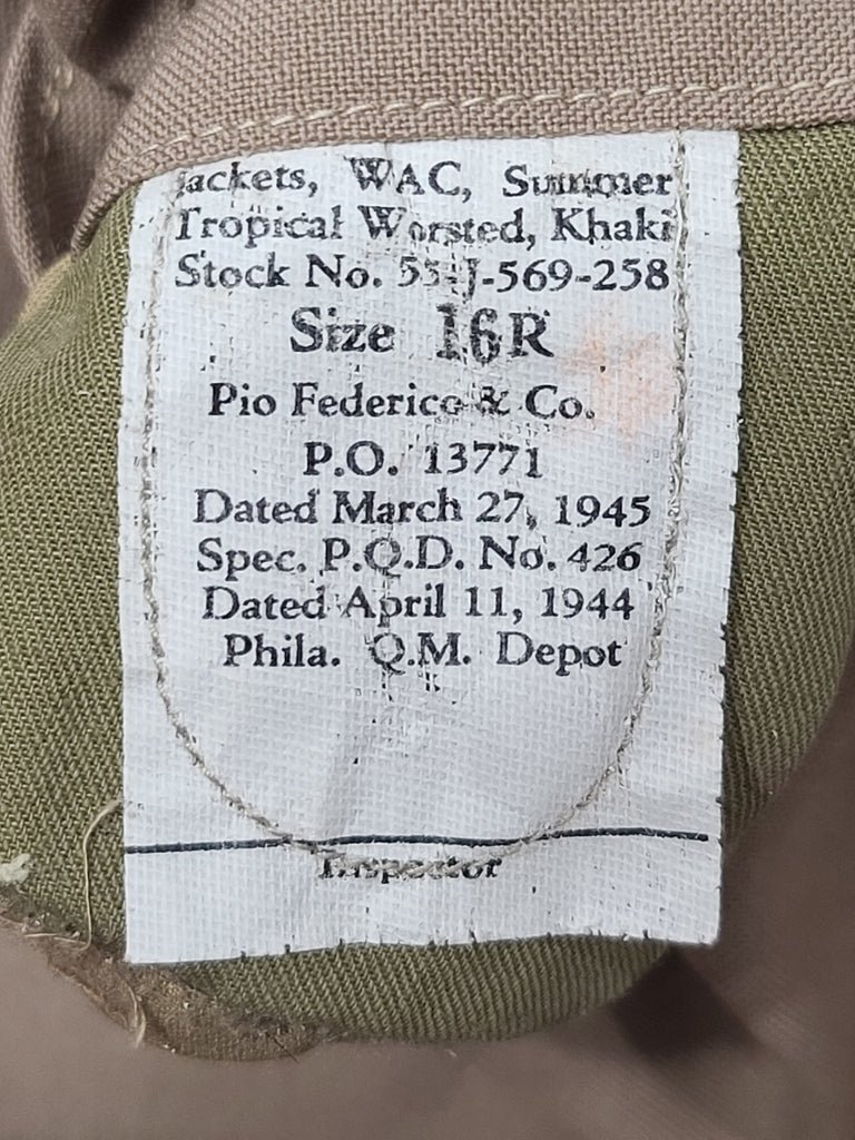 WAC Enlisted Tropical Worsted Khaki Jacket 16R(38' Bust) — image 19