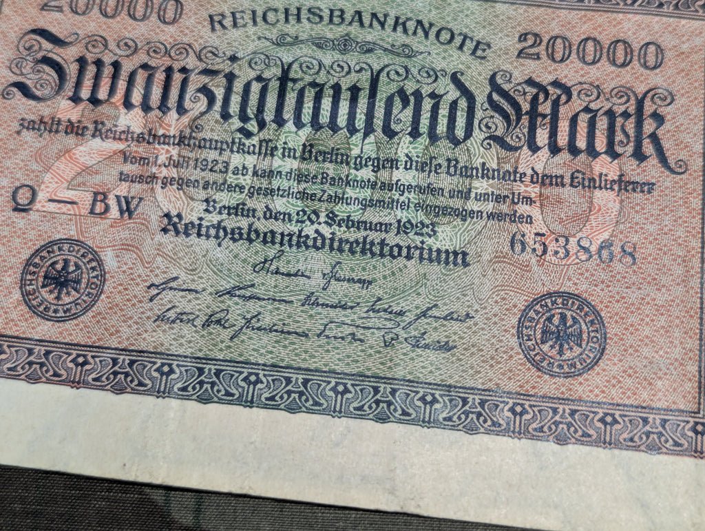 20,000 Mark Bank Note 1923 — image 3
