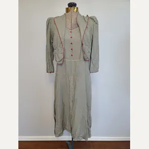 1930s Black and White Check Dress with Red Trim(B-39' W-31' …