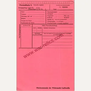 SMGL-2638 German Prisoner of War ID cards, blank