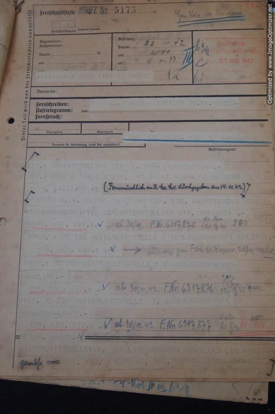 SMGL-2615 7 Pc German army telegraph pages 1942 Re: Munitions — image 4