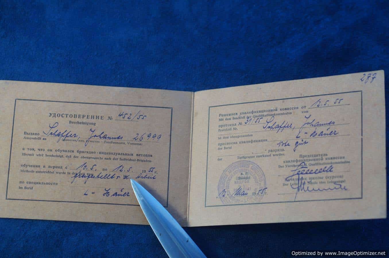 SMGP-408 Russian Occupied Territory Document 1955 — image 2