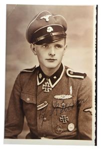 German Waffen-SS Knight's Cross Recipient Portait Picture with Signature 'Josef …