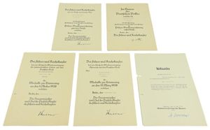 German Certificate Grouping 'SD-kriminalsekretär Leo Günzer' with Signature of Heinrich …