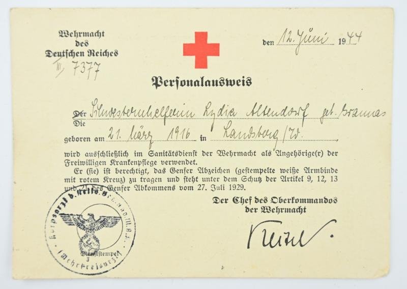 German Third Reich DRK Workers Pass with Signature Wilhelm Keitel — image 12