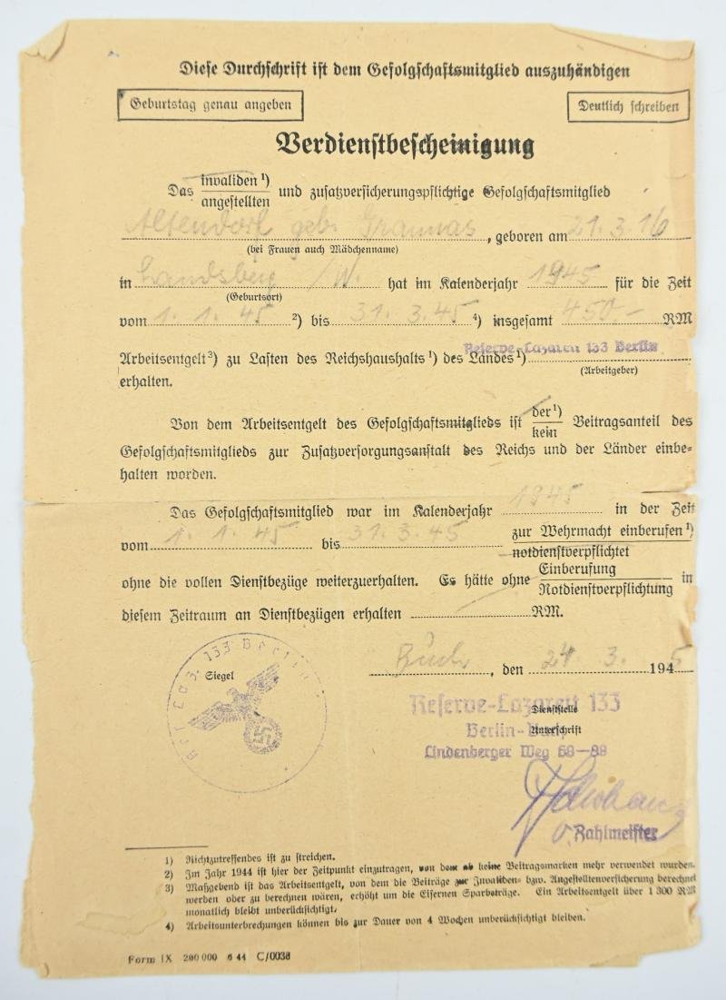 German Third Reich DRK Workers Pass with Signature Wilhelm Keitel — image 14