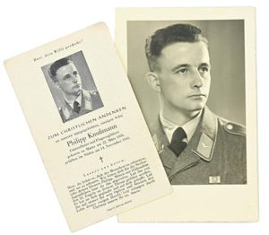 German Luftwaffe Deathcard and picture of 'Philipp Knussmann'