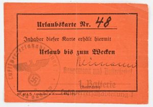 German LW Holiday Leave Card