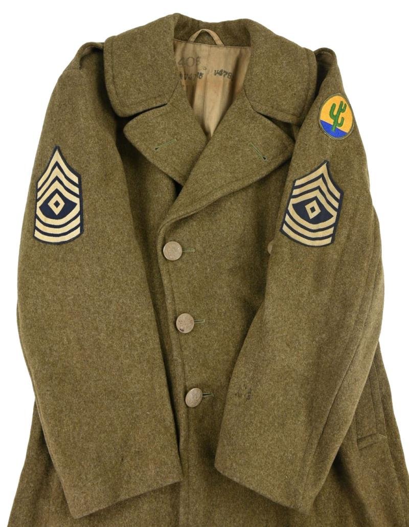 US WW2 Enlisted Men Wool Greatcoat 103rd Infantry Division — image 4