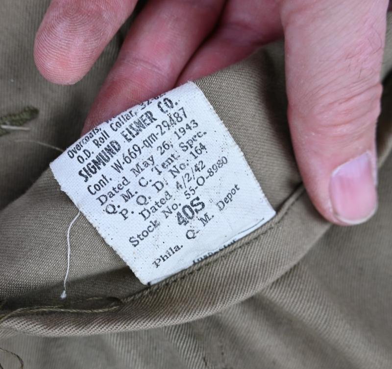 US WW2 Enlisted Men Wool Greatcoat 103rd Infantry Division — image 9