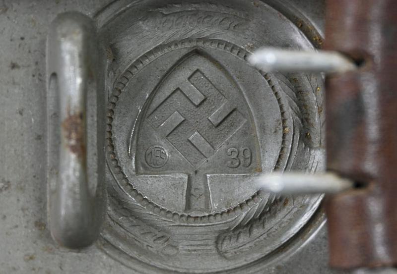 German RAD Beltbuckle with Leather Tab — image 5