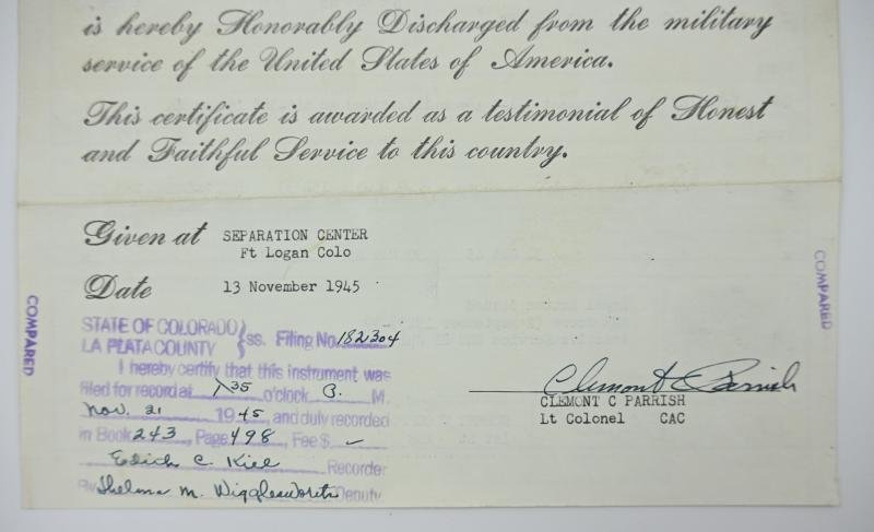 US WW2 HD papers Ike M Glover '67th AAA Gun Battalion' — image 3