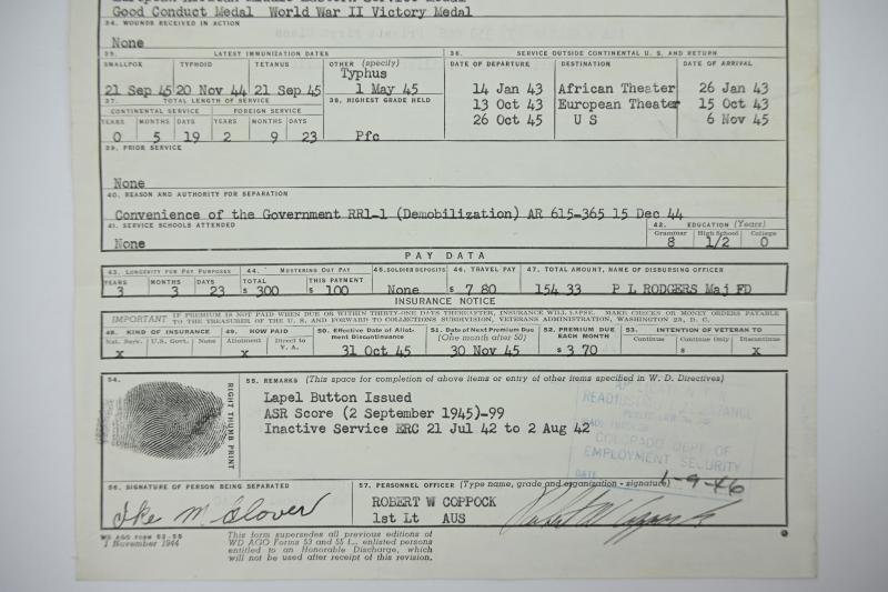 US WW2 HD papers Ike M Glover '67th AAA Gun Battalion' — image 6