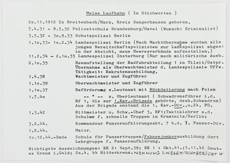 Signature of Wehrmacht Heer KC Recipient 'Heinz Kolczyk' — image 4