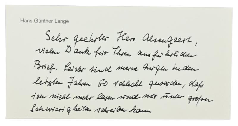 Signature of Kriegsmarine KC-OLC Recipient 'Hans-Günther Lange' — image 3