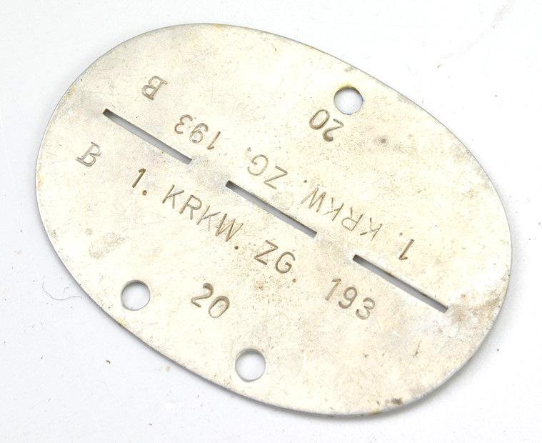 German WH Dog-Tag '1./Krkw.Zg. 193' — image 2