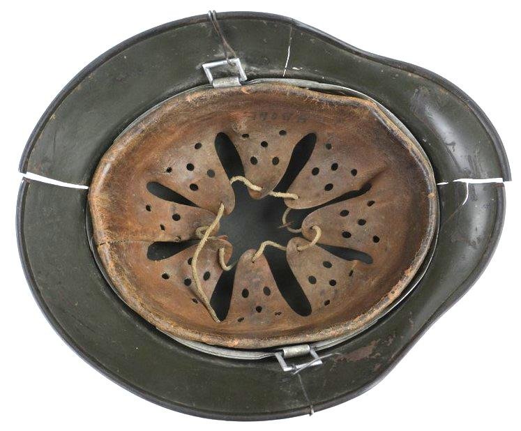 German WH M40 SD Combat Helmet with Battle damage and Half Wire Basket — image 9
