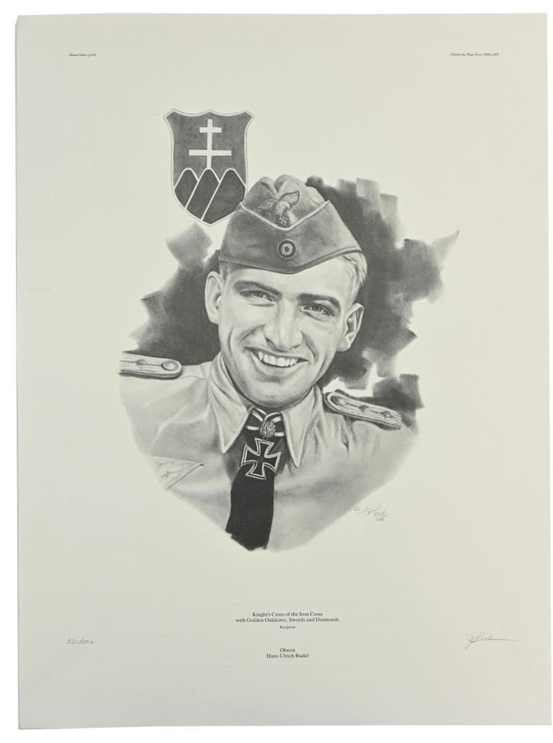 German Litho Print of LW Flight Ace 'Hans-Ulrich Rudel' — image 2