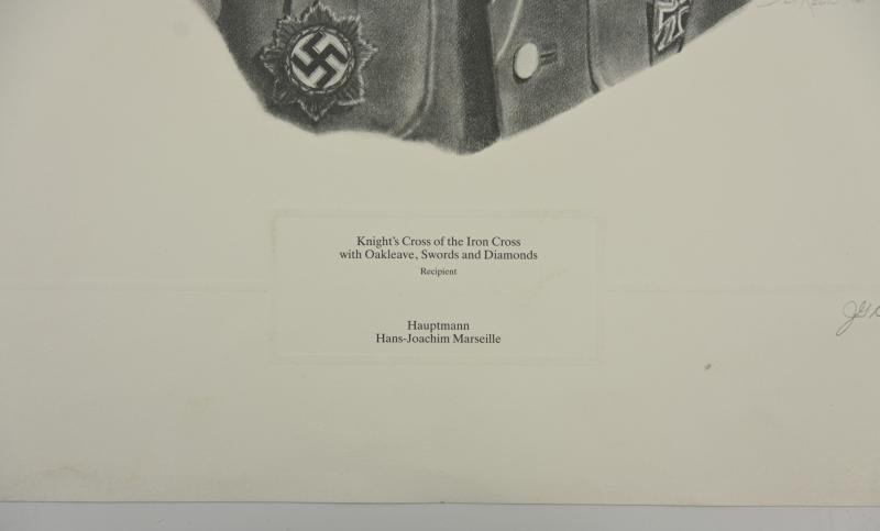 German Litho Print of LW Flight Ace 'Hans-Joachim Marseille' — image 3