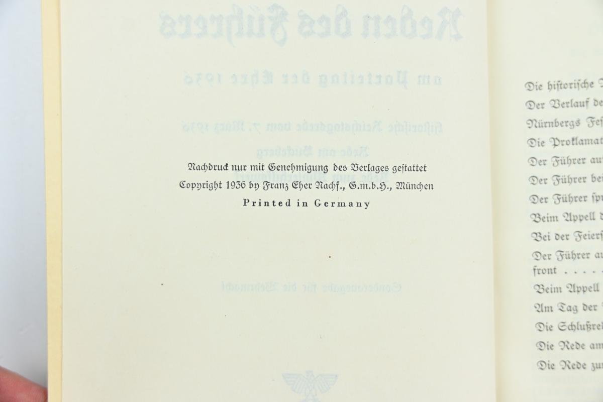 German WH Booklet 'Speech Adolf Hitler' 1936 — image 3