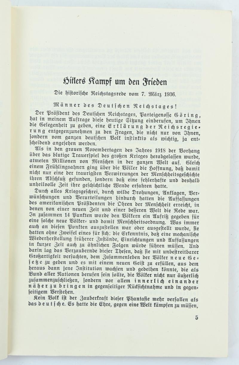 German WH Booklet 'Speech Adolf Hitler' 1936 — image 5