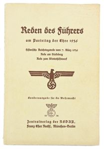 German WH Booklet 'Speech Adolf Hitler' 1936