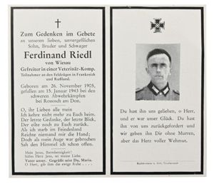 German WH Deathcard 'Ferdinand Riedl'