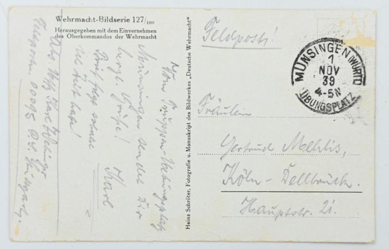 German WH Postcard 'Wehrmacht Bildserie 127/109' — image 2