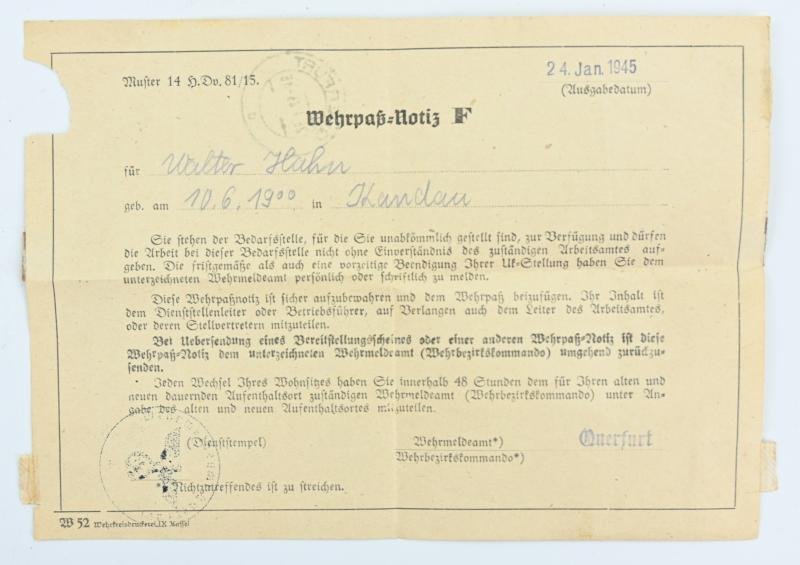 German Wehrpass 'Walter Hahn' — image 13