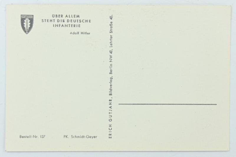 German WH Postcard 'Uber allem steht die Deutsche Infantrie' — image 2