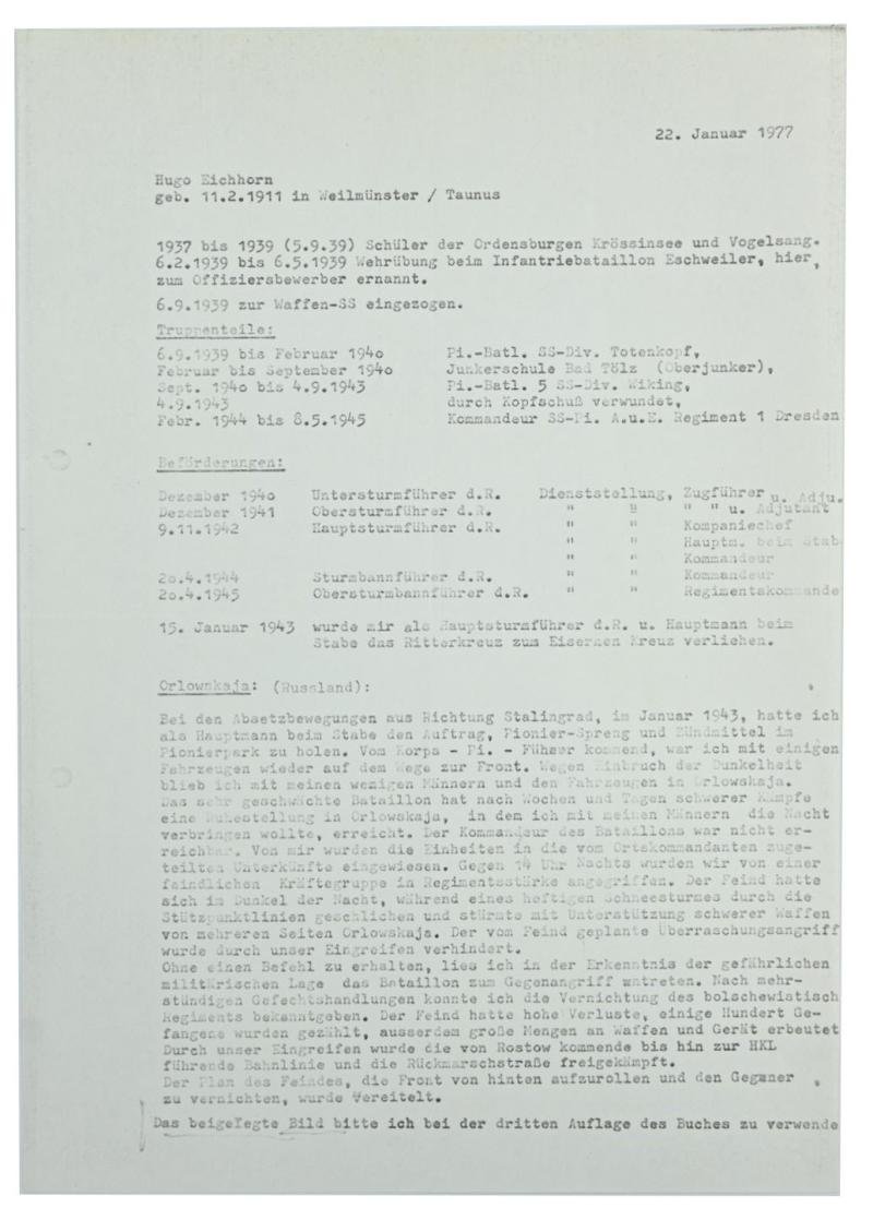 Postcard with Signature of Waffen-SS KC Recipient 'Hugo Eichhorn' — image 7