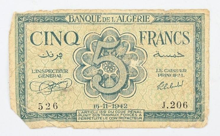 Algerian WW2 Banknotes — image 2