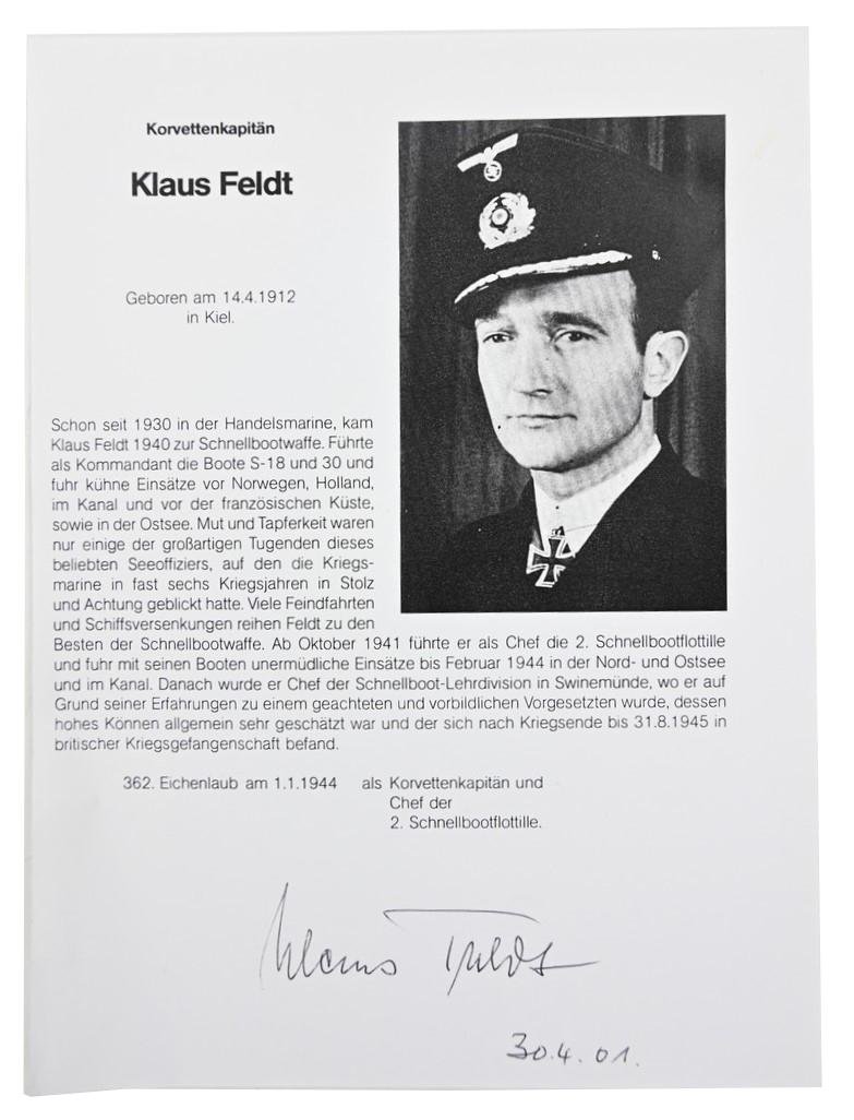Signature of Kriegsmarine KC-Recipient 'Klaus Feldt' — image 4