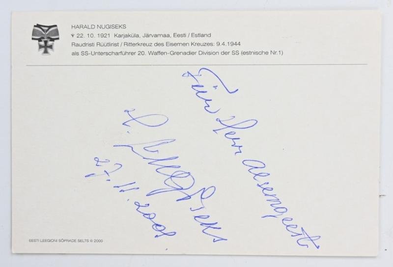 Signature of Waffen-SS KC Recipient 'Harald Nugiseks' — image 3