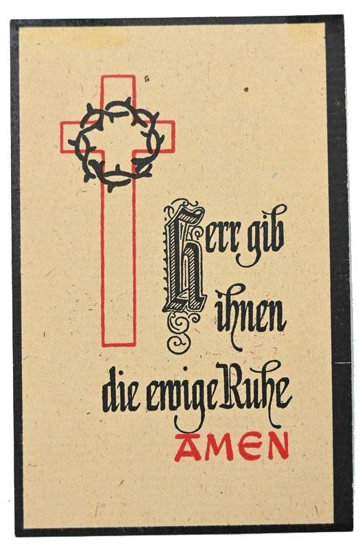 German WH Deathcard 'Franz Weibeler' — image 2