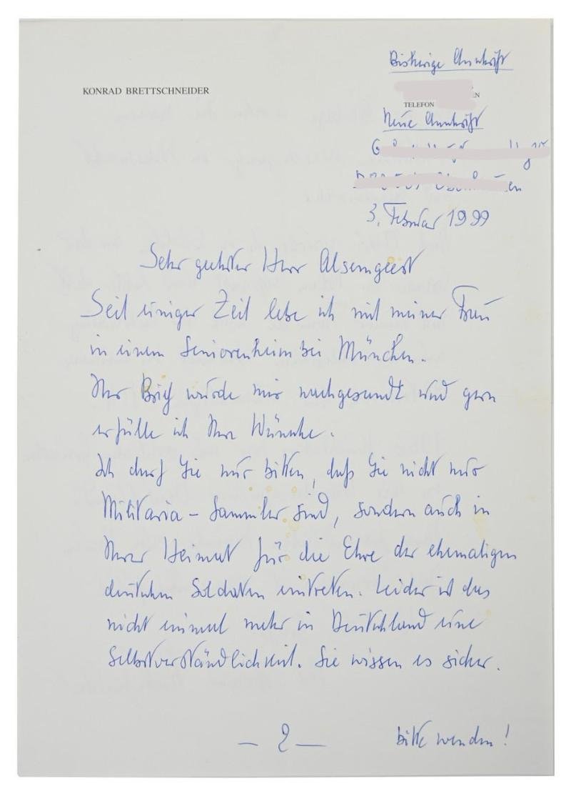 Signature of Wehrmacht Heer KC Recipient 'Konrad Brettschneider' — image 5