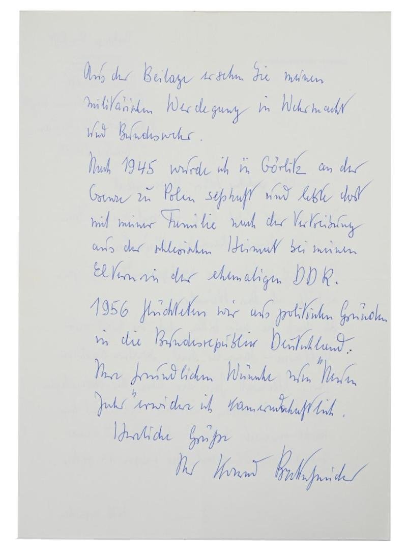 Signature of Wehrmacht Heer KC Recipient 'Konrad Brettschneider' — image 6
