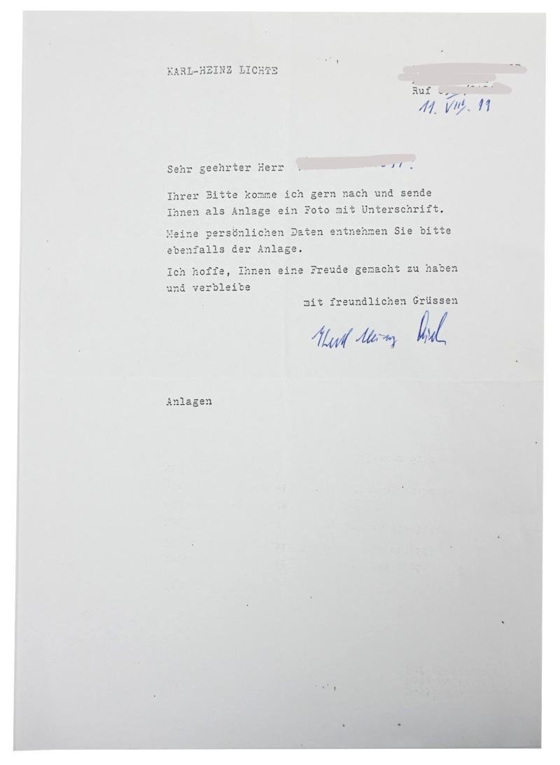 Signature of Wehrmacht (Heer) KC Recipient 'Karl-Heinz Lichte' — image 4