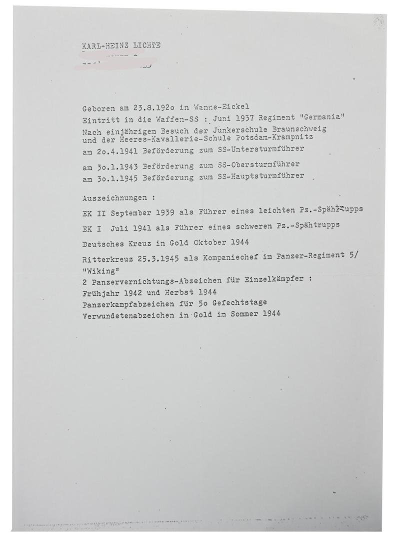 Signature of Wehrmacht (Heer) KC Recipient 'Karl-Heinz Lichte' — image 6